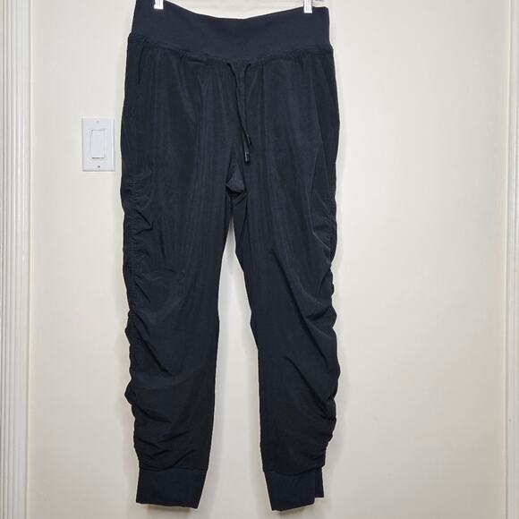 ATHLETA Black Ruched Jogger Pants Fully Lined Size 8 - Picture 1 of 7